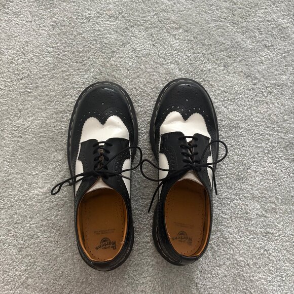 Doc Martens Shoes - Doc Martens 398 Vintage 90s Brogue Black White Platform Shoes – Size 8